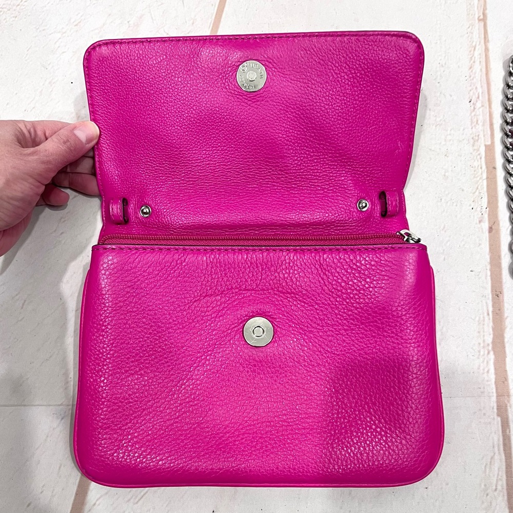 Michael Kors Bedford Jet Set Hot Pink Convertible Clutch Crossbody Purse - Picture 6 of 13